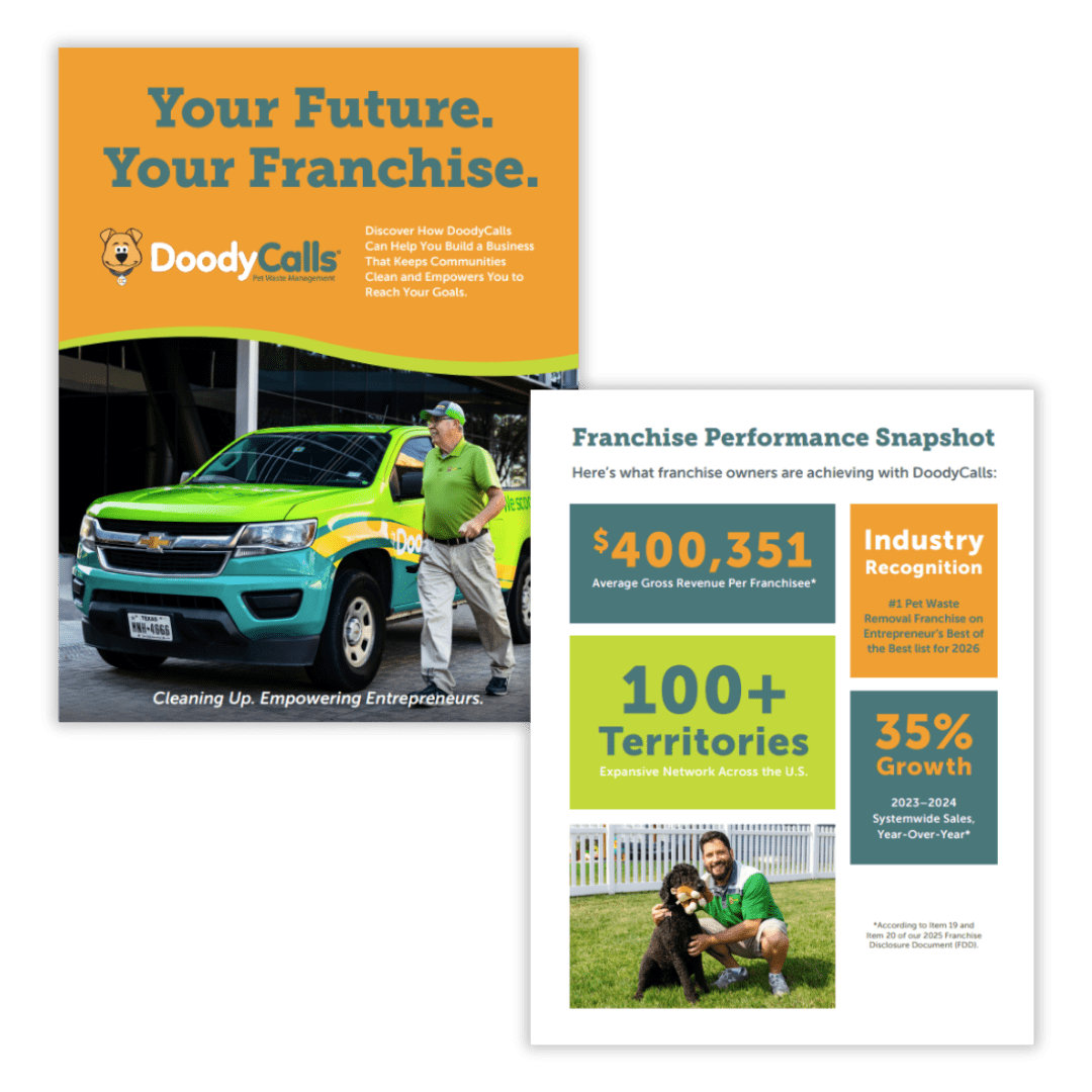 Preview of two pages of the DoodyCalls franchise guide.